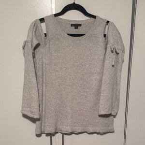 American Eagle Outfitters Light Gray Cold Shoulder Sweatshirt